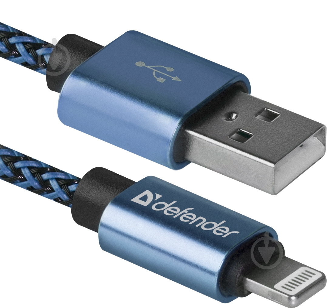 Кабель Defender Lightning – USB 1 м синий (87811) - фото 1