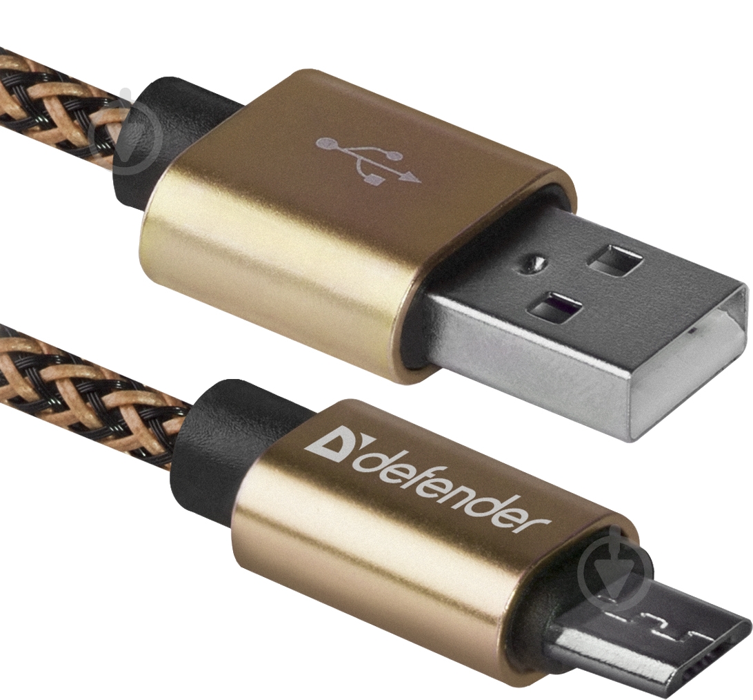 Кабель Defender microUSB 1 м золотий (87800) - фото 1