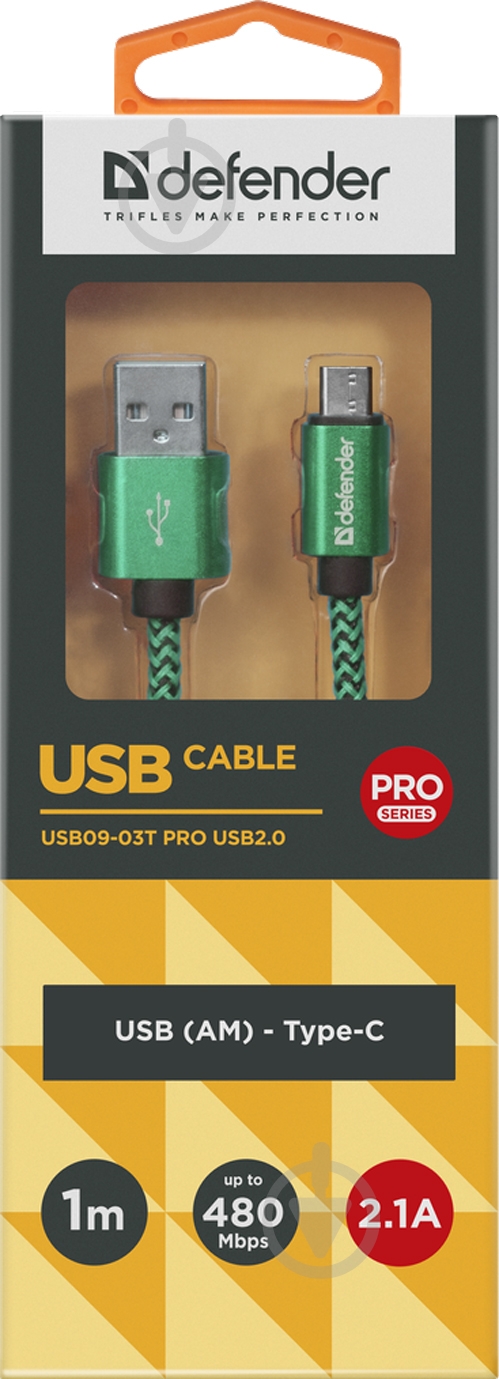 Кабель Defender USB Type-C 1 м зелений (87816) - фото 4