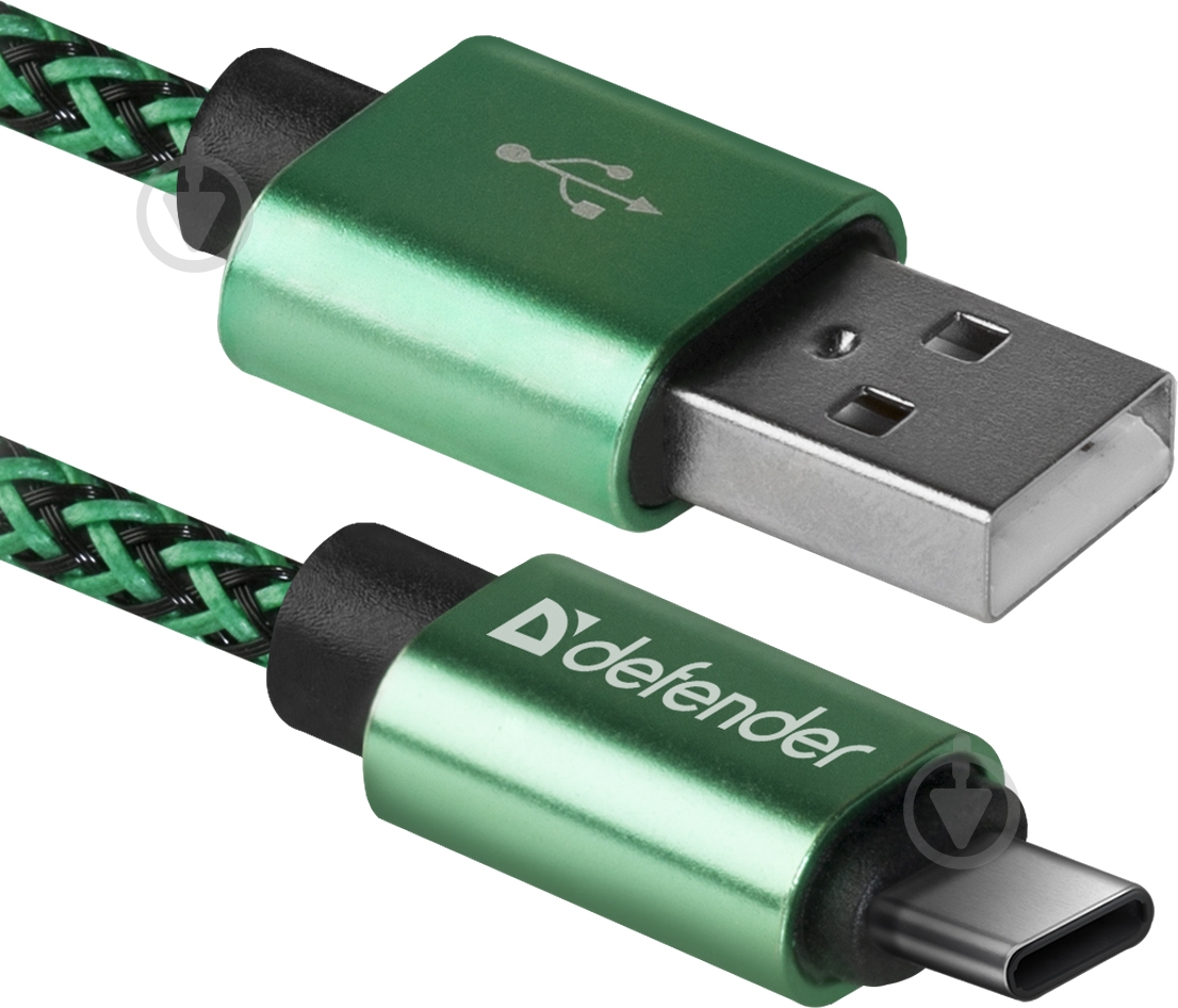 Кабель Defender USB Type-C 1 м зелений (87816) - фото 1