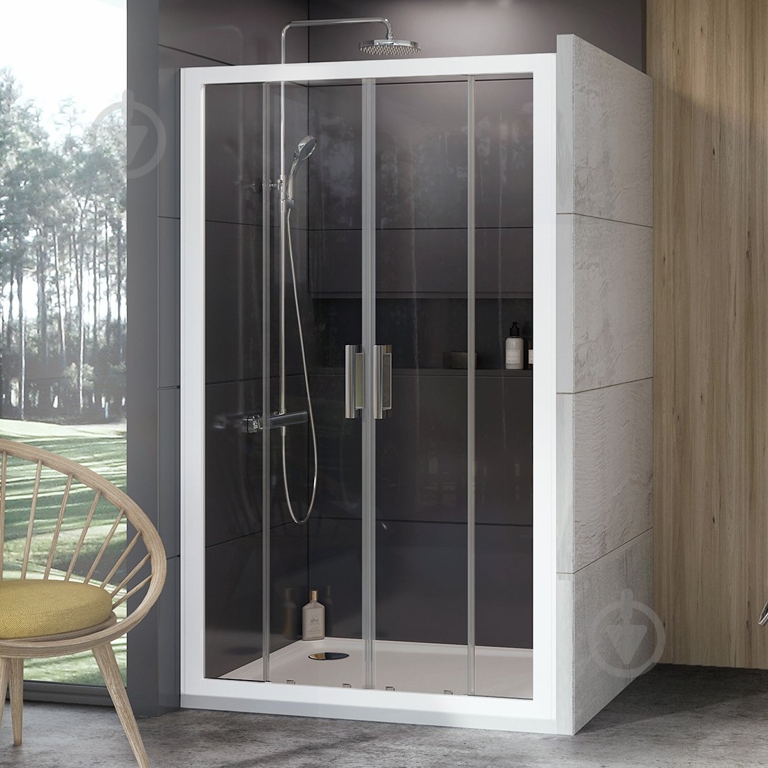 Душевые двери Ravak 10DP4-130 белый + Transparent - фото 1