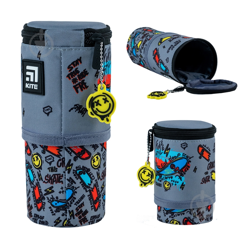 Пенал 684-2 Skateboard Tricks KITE серый - фото 1