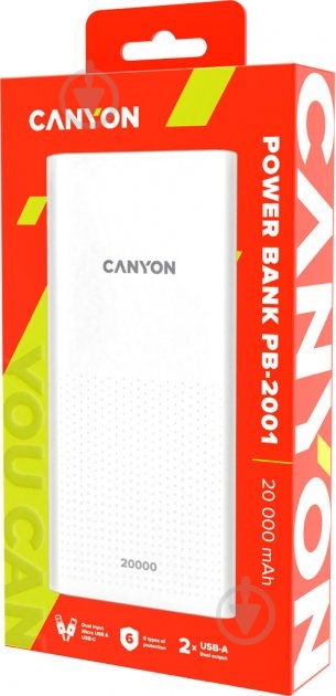 Повербанк Canyon PB-2001 20000 mAh white (CNE-CPB2001W) - фото 10