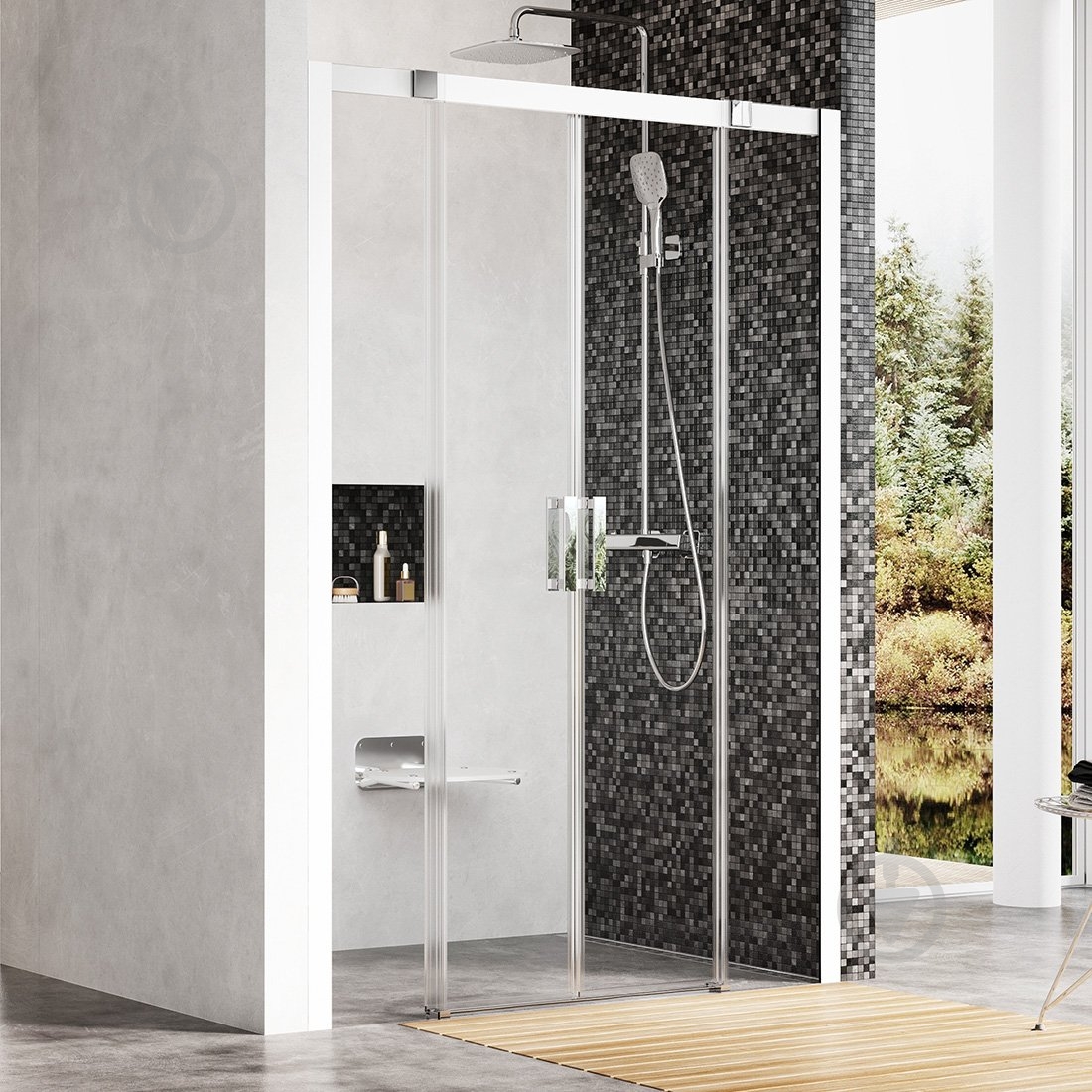 Душові двері Ravak MSD4-160 білий+Transparent - фото 1