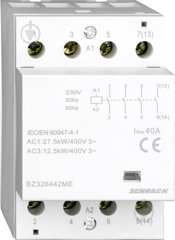Контактор Schrack 40А 4НВ 230В AC BZ326442ME - фото 1 Контактор Schrack 40А 4НВ 230В AC BZ326442ME - фото 1