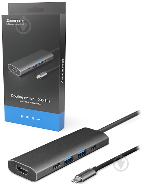 Док-станция Chieftec 5-в-1 USB3.2 Type-C titanium grey (DSC-502) - фото 7