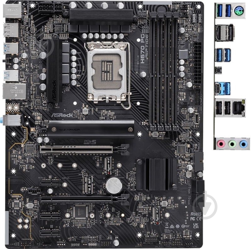 Материнская плата ASRock H670 PG RIPTIDE (Socket 1700, Intel H670, ATX) - фото 2