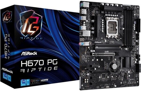 Материнская плата ASRock H670 PG RIPTIDE (Socket 1700, Intel H670, ATX) - фото 1