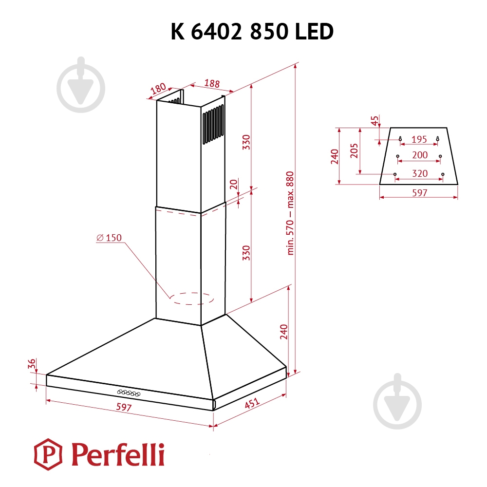 Вытяжка Perfelli K 6402 BL 850 LED - фото 11