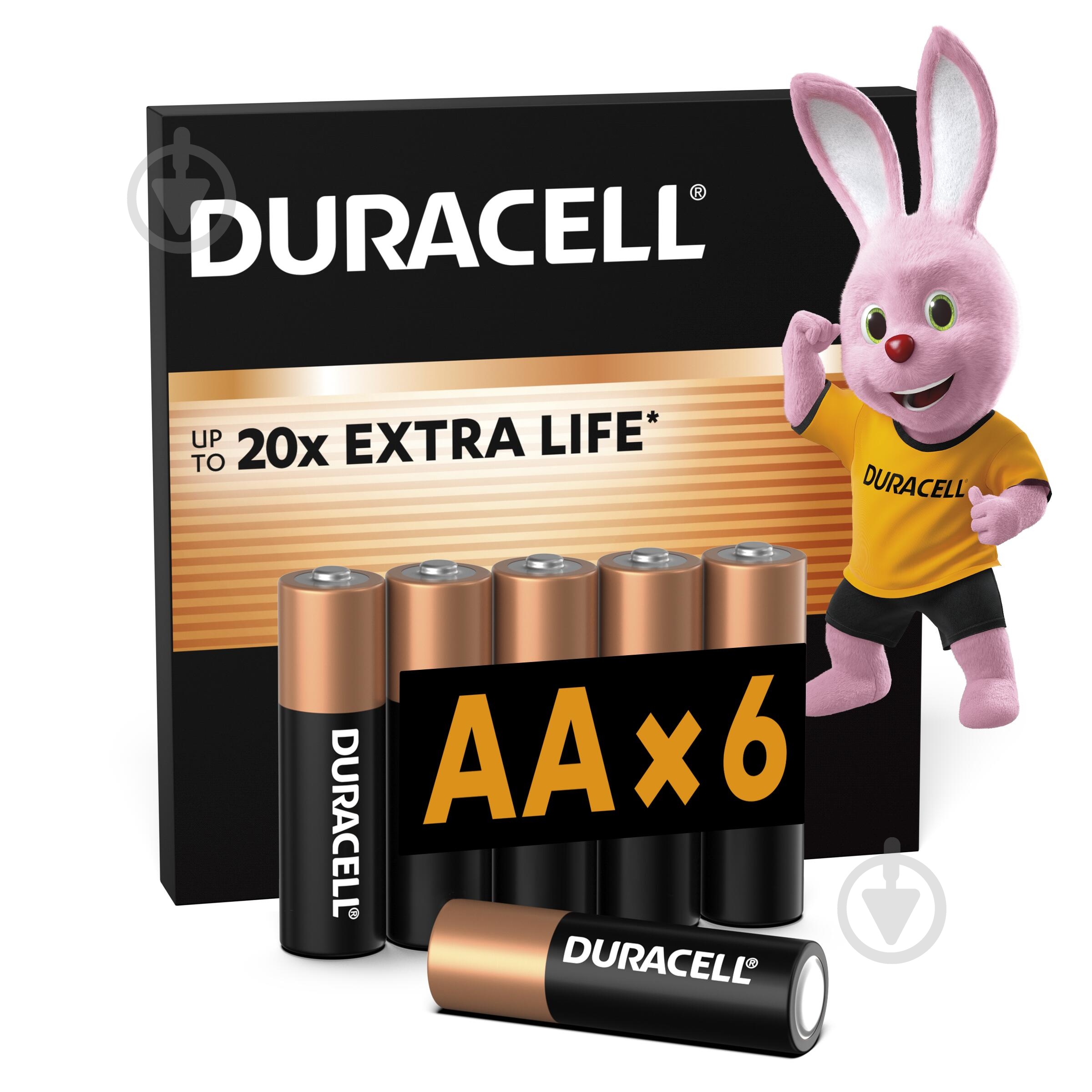 Батарейки щелочные Duracell (LR6) MN1500 Basic AA (пальчиковые) 6 шт. - фото 1