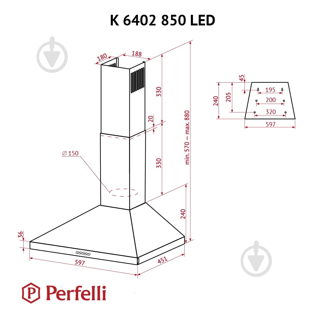 Витяжка Perfelli K 6402 IV 850 LED - фото 11 Витяжка Perfelli K 6402 IV 850 LED - фото 11
