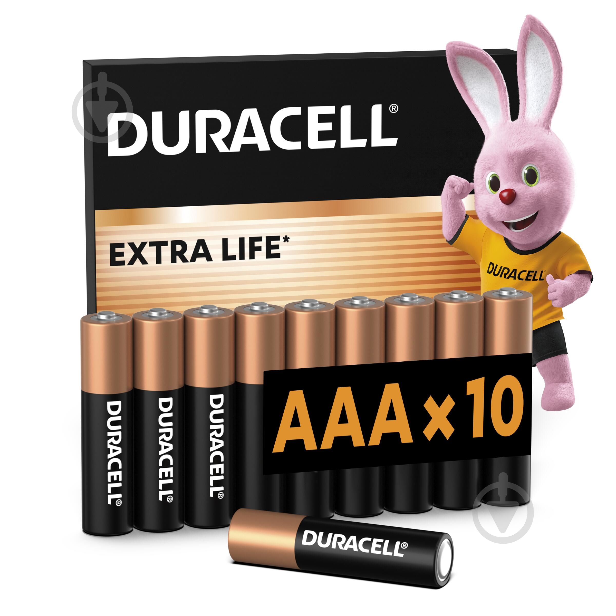 Батарейки щелочные Duracell AAA (мизинчиковые) 10 шт. - фото 1