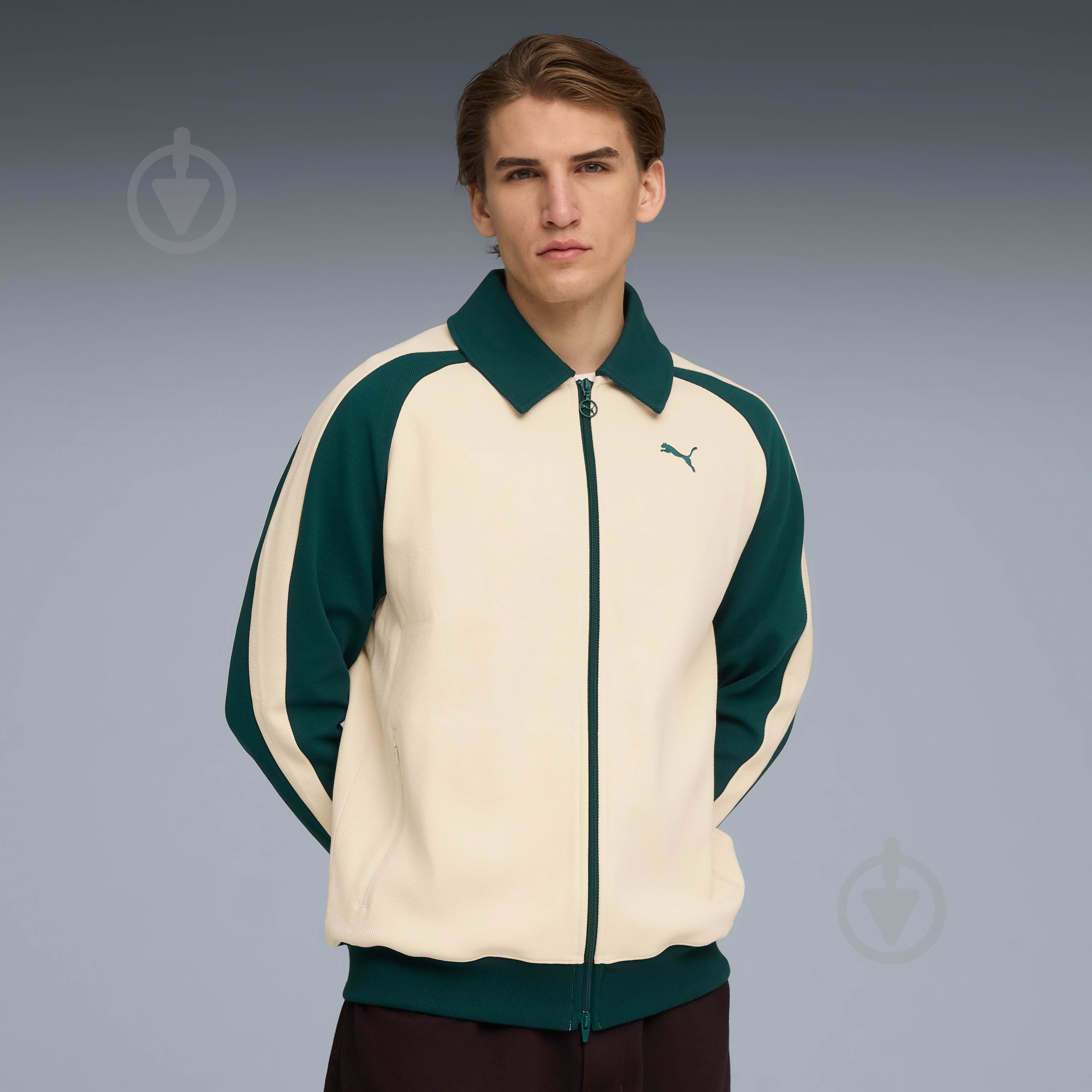 Джемпер Puma T7 Relaxed Wing Collar Jacquard Track Jacket DK 63299487 р.M білий - фото 1 Джемпер Puma T7 Relaxed Wing Collar Jacquard Track Jacket DK 63299487 р.M білий - фото 1