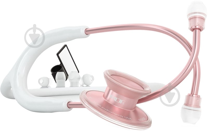 Стетоскоп MDF с двойной головкой Acoustica, розовое золото, белый 747XPRG-29 - фото 1 Стетоскоп MDF с двойной головкой Acoustica, розовое золото, белый 747XPRG-29 - фото 1