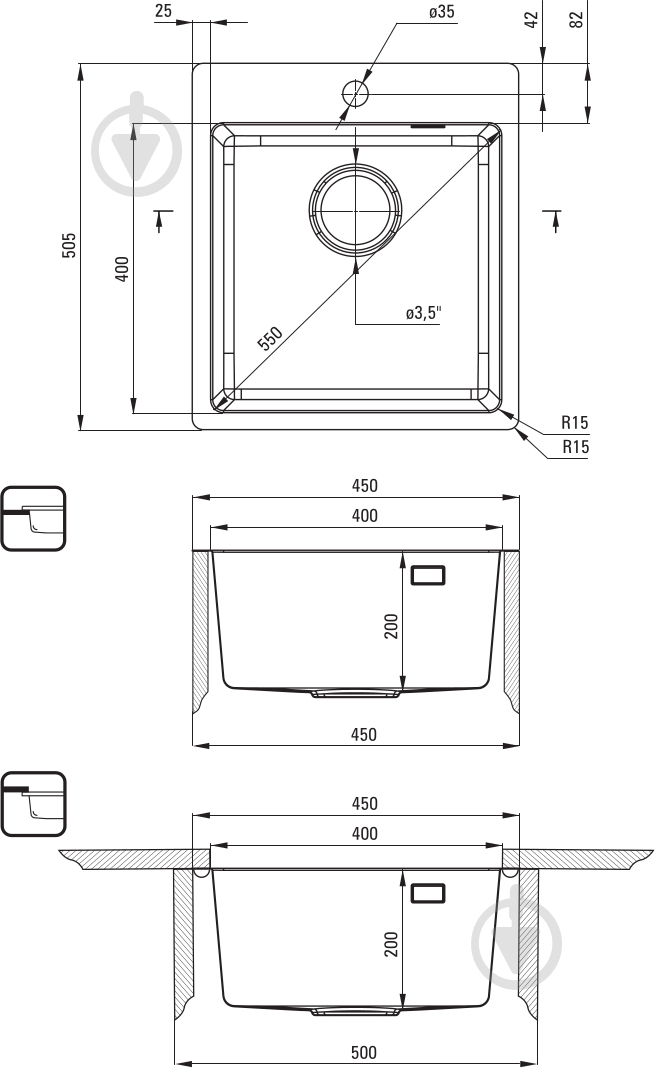 Мойка для кухни + смеситель Deante Olfato титан (ZPOED10A) - фото 5 Мойка для кухни + смеситель Deante Olfato титан (ZPOED10A) - фото 5