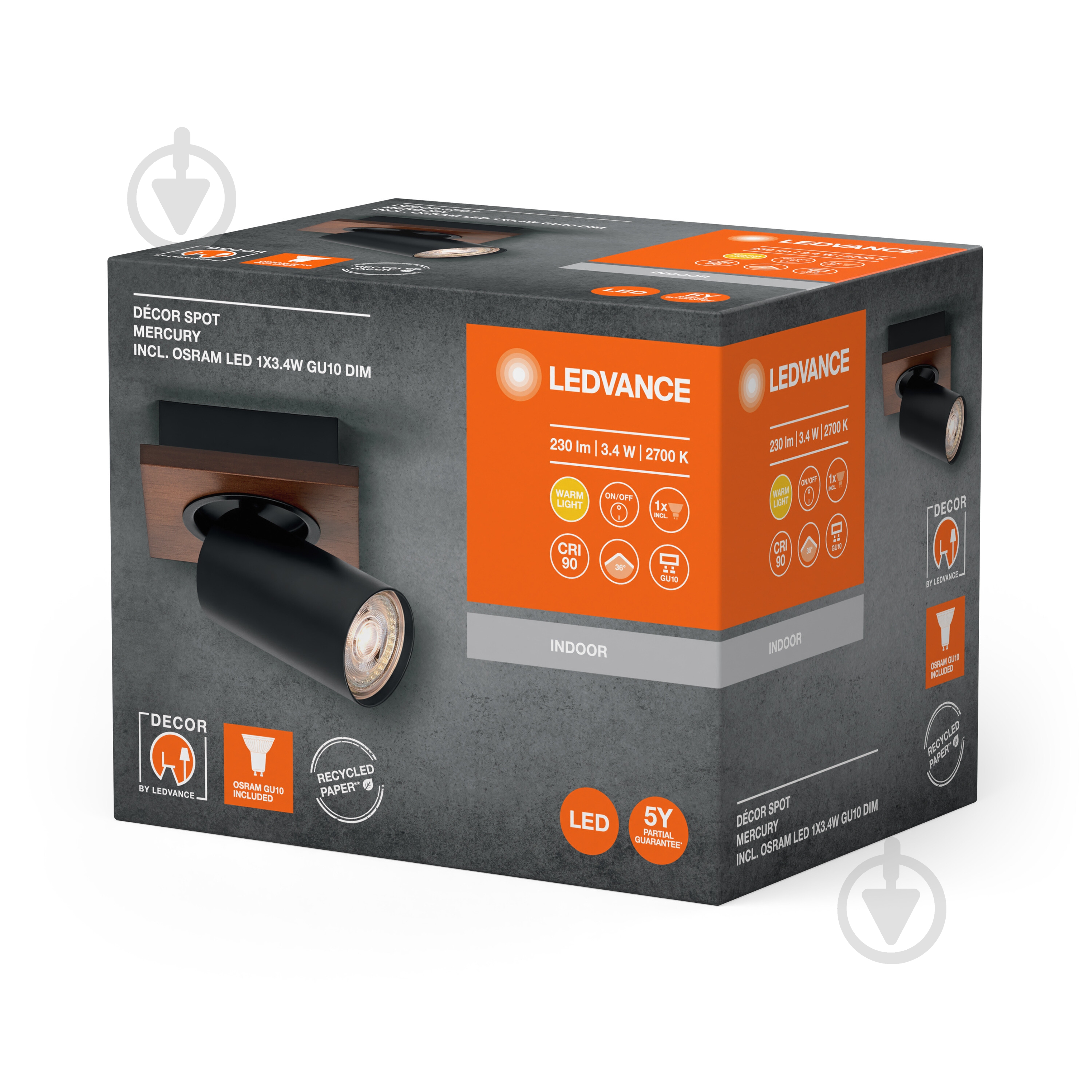 Спот Ledvance Mercury 1x3,4 Вт GU10 чорний - фото 10 Спот Ledvance Mercury 1x3,4 Вт GU10 чорний - фото 10