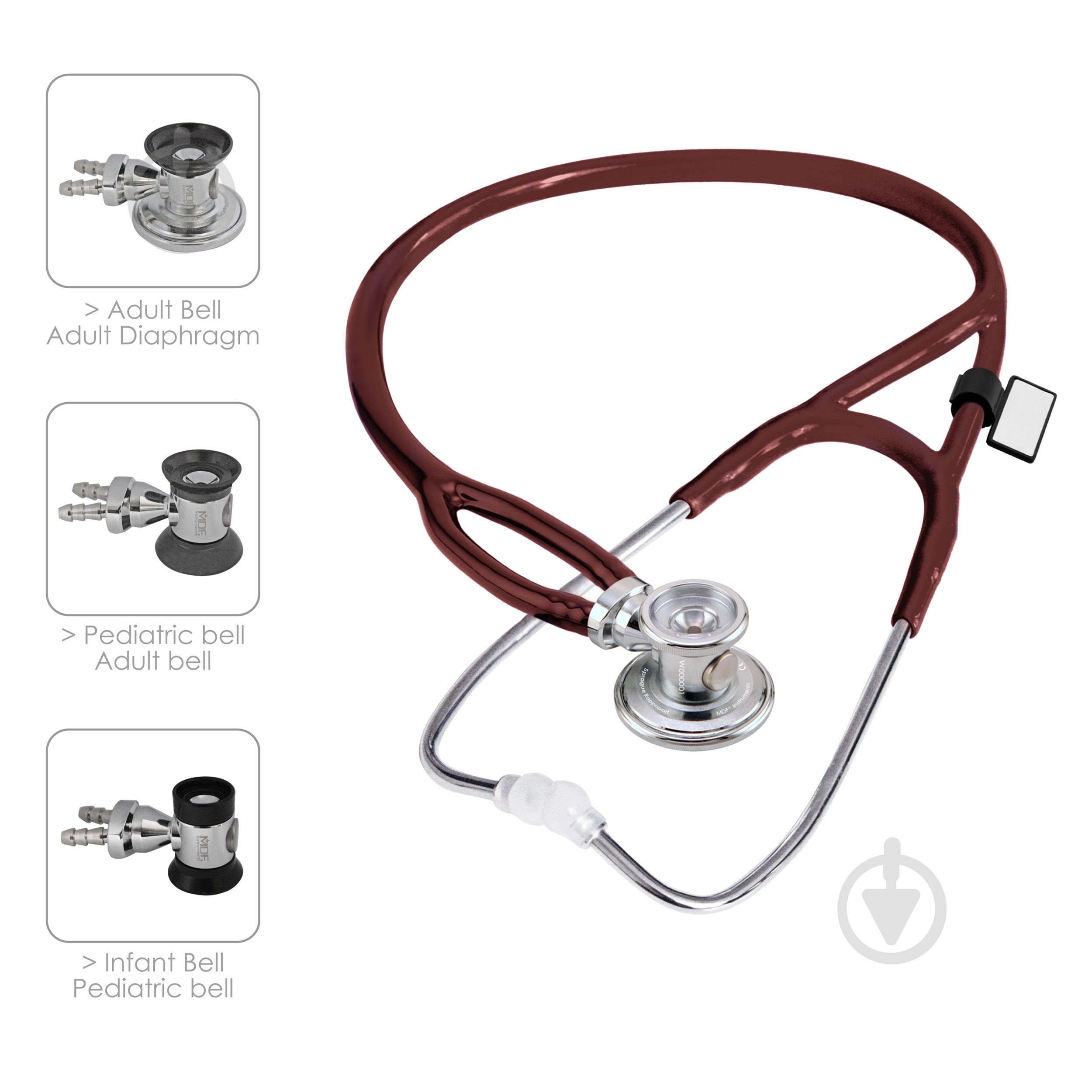 Стетоскоп MDF с двойной головкой Deluxe Sprague Rappaport, бордовый 767X-17 - фото 2 Стетоскоп MDF с двойной головкой Deluxe Sprague Rappaport, бордовый 767X-17 - фото 2