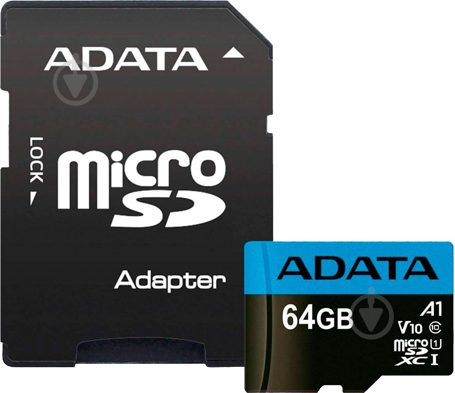Карта памяти ADATA microSDHC 64 ГБ Class 10 (AUSDX64GUICL10A1-RA1) - фото 1