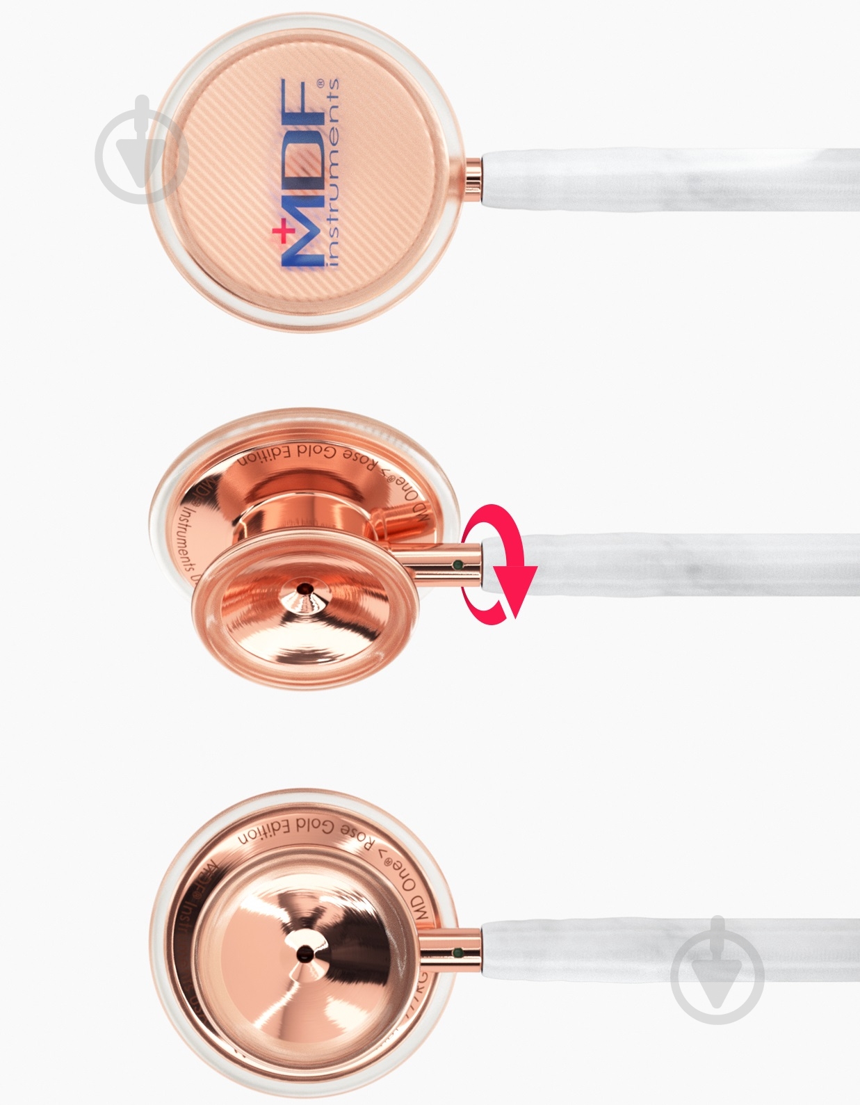 Стетоскоп MDF з подвійною голівкою, рожеве золото, принт, білий мармур 777MBRG - фото 2 Стетоскоп MDF з подвійною голівкою, рожеве золото, принт, білий мармур 777MBRG - фото 2