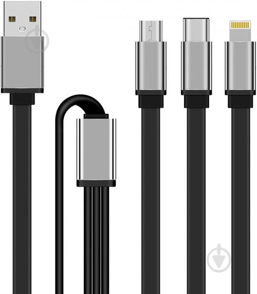Кабель Gelius Pro Squid GP-UC102 3in1 (MicroUSB/Lightning/Type-C) 1,2 м черный - фото 3