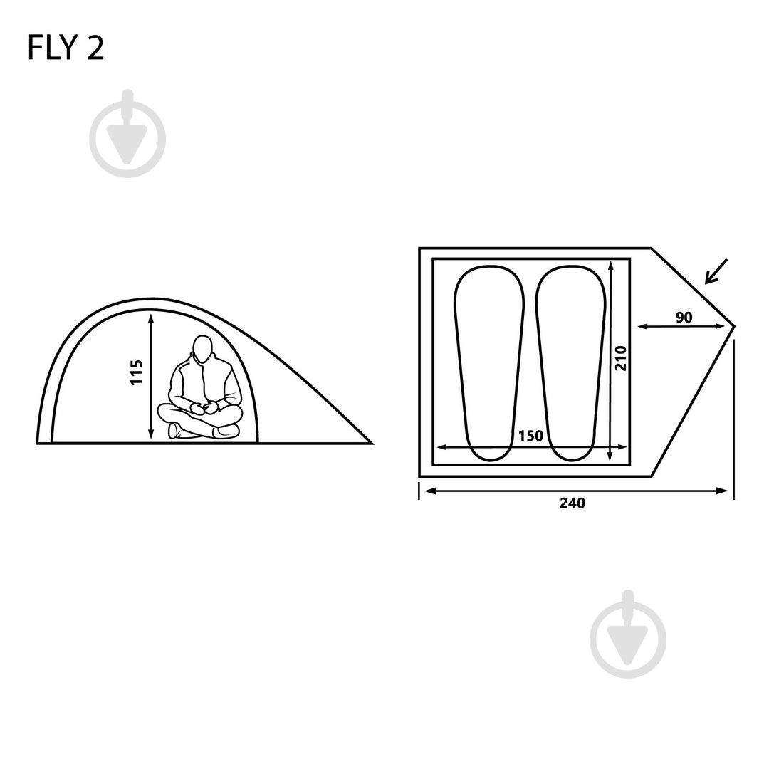 Палатка туристическая Mousson FLY 2 khaki - фото 7 Палатка туристическая Mousson FLY 2 khaki - фото 7