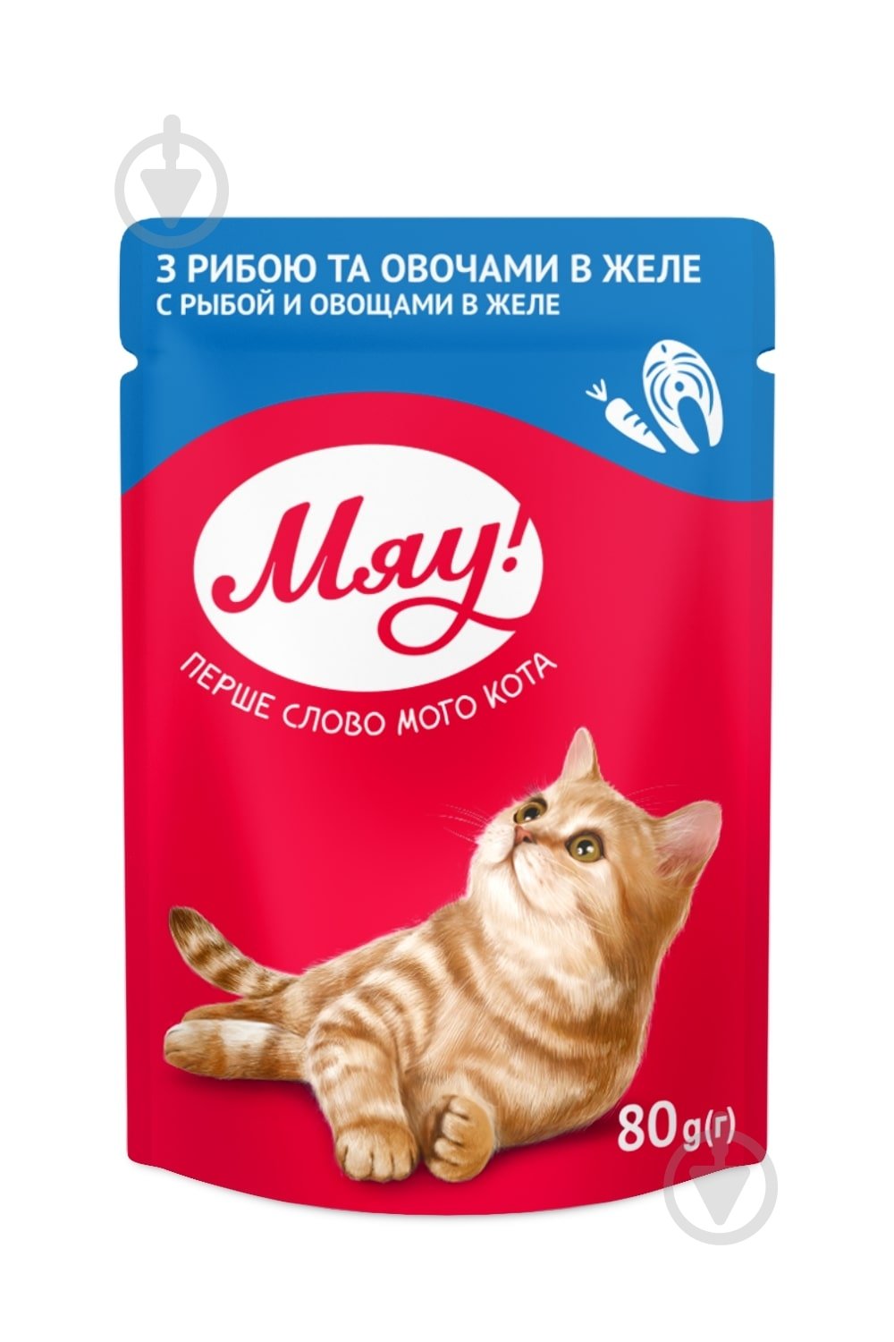 Корм влажный Мяу для взрослых кошек "С рыбой и овощами в желе" 80 г - фото 1