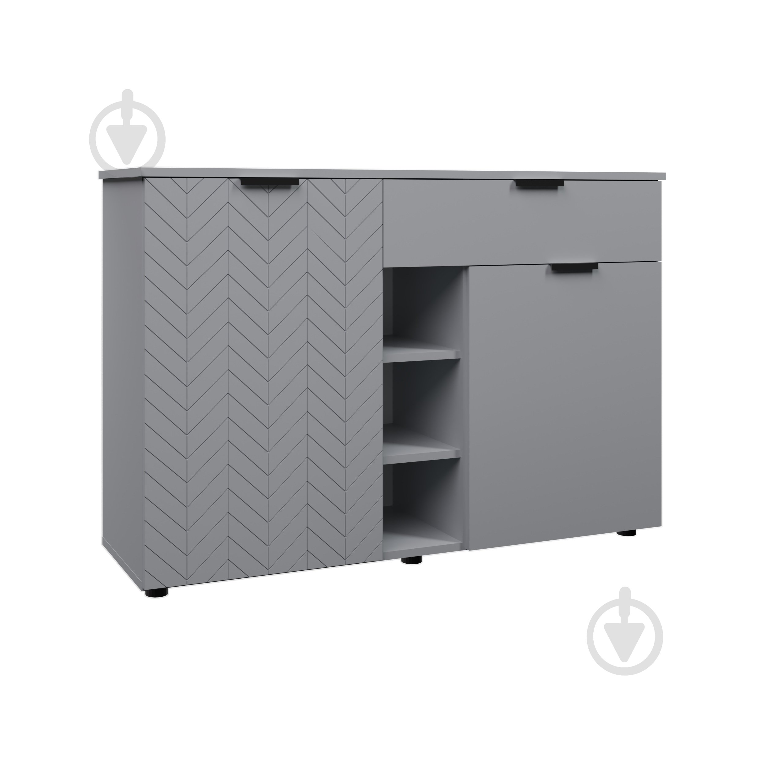 Комод Вісент Флай 2дв+1ш серый /серый супермат - фото 1