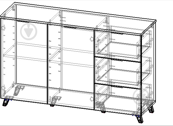 Комод Вісент Шайн 2дв+3ш серый /серый супермат - фото 2