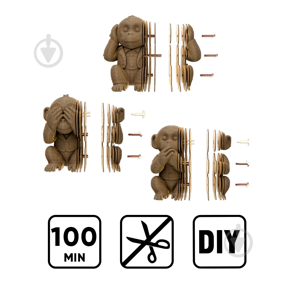 ᐉ 3D-конструктор Cartonic Puzzle MONKEYS TRIO CARTTRIOMONK