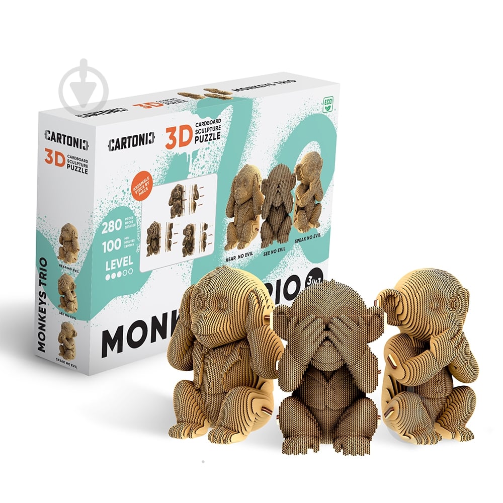 ᐉ 3D-конструктор Cartonic Puzzle MONKEYS TRIO CARTTRIOMONK