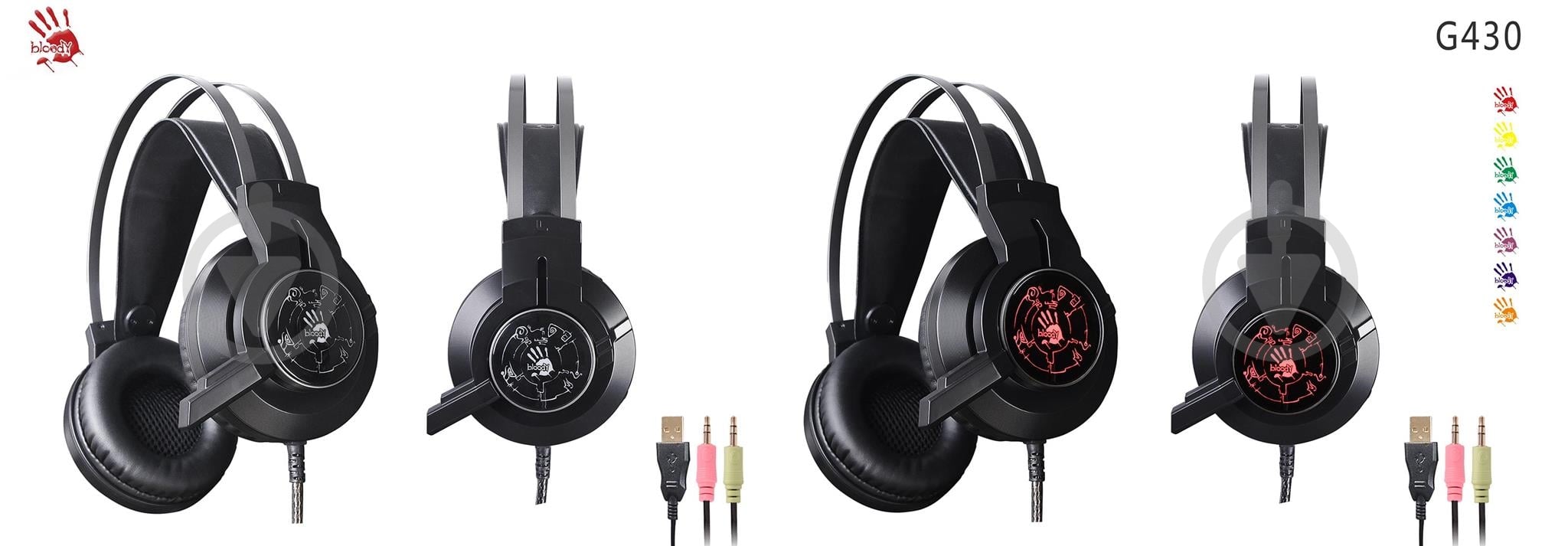Навушники A4Tech ігрові G430 Bloody Black - фото 2