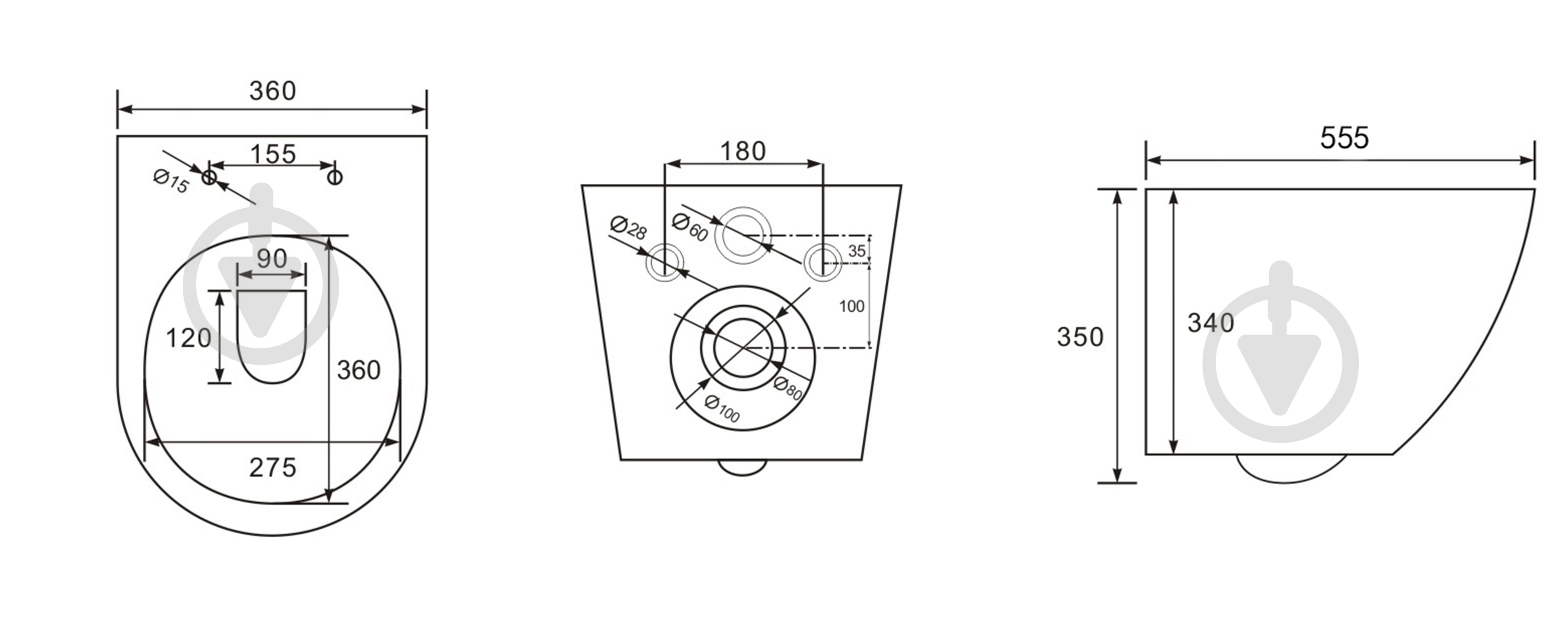 Унітаз підвісний VOLLE SIERRA Rimless 55*36*36см, сидіння Duroplast slow-closing - фото 2 Унітаз підвісний VOLLE SIERRA Rimless 55*36*36см, сидіння Duroplast slow-closing - фото 2