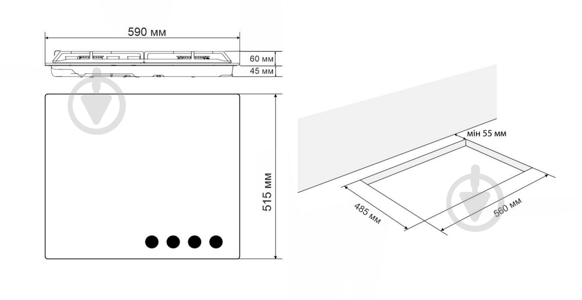 Варочная поверхность газовая Eleyus IMPREZA 60 BL CF - фото 14