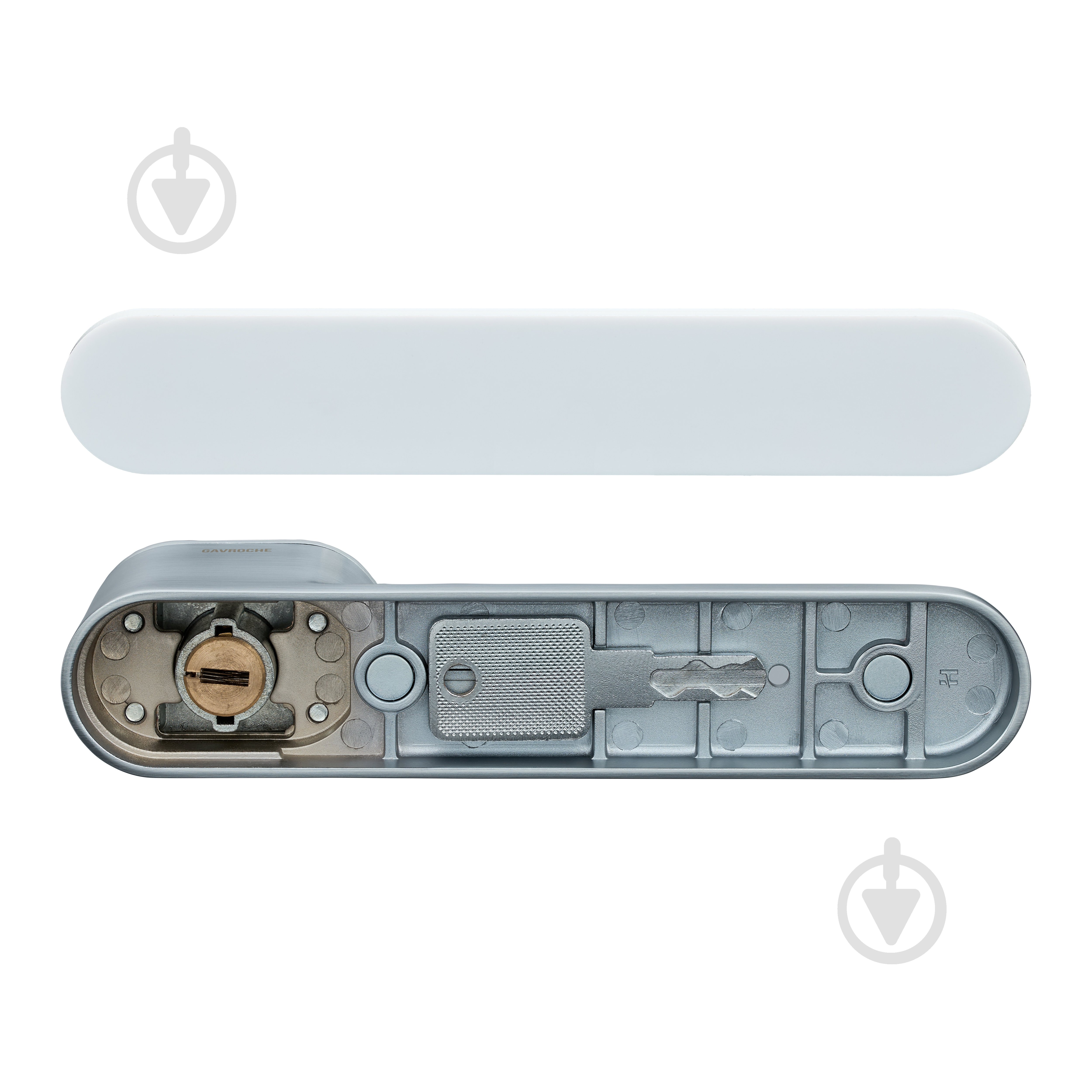 Ручка на розетці Gavroche GRCLICK ОL-1 матовий хром із білим - фото 3 Ручка на розетці Gavroche GRCLICK ОL-1 матовий хром із білим - фото 3