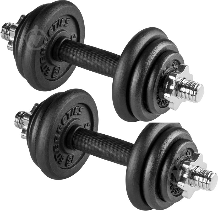 Набор гантелей Energetics 107080-050 Premium Cast Iron Set 2x10 кг черный с нержавеющей сталью - фото 1 Набор гантелей Energetics 107080-050 Premium Cast Iron Set 2x10 кг черный с нержавеющей сталью - фото 1