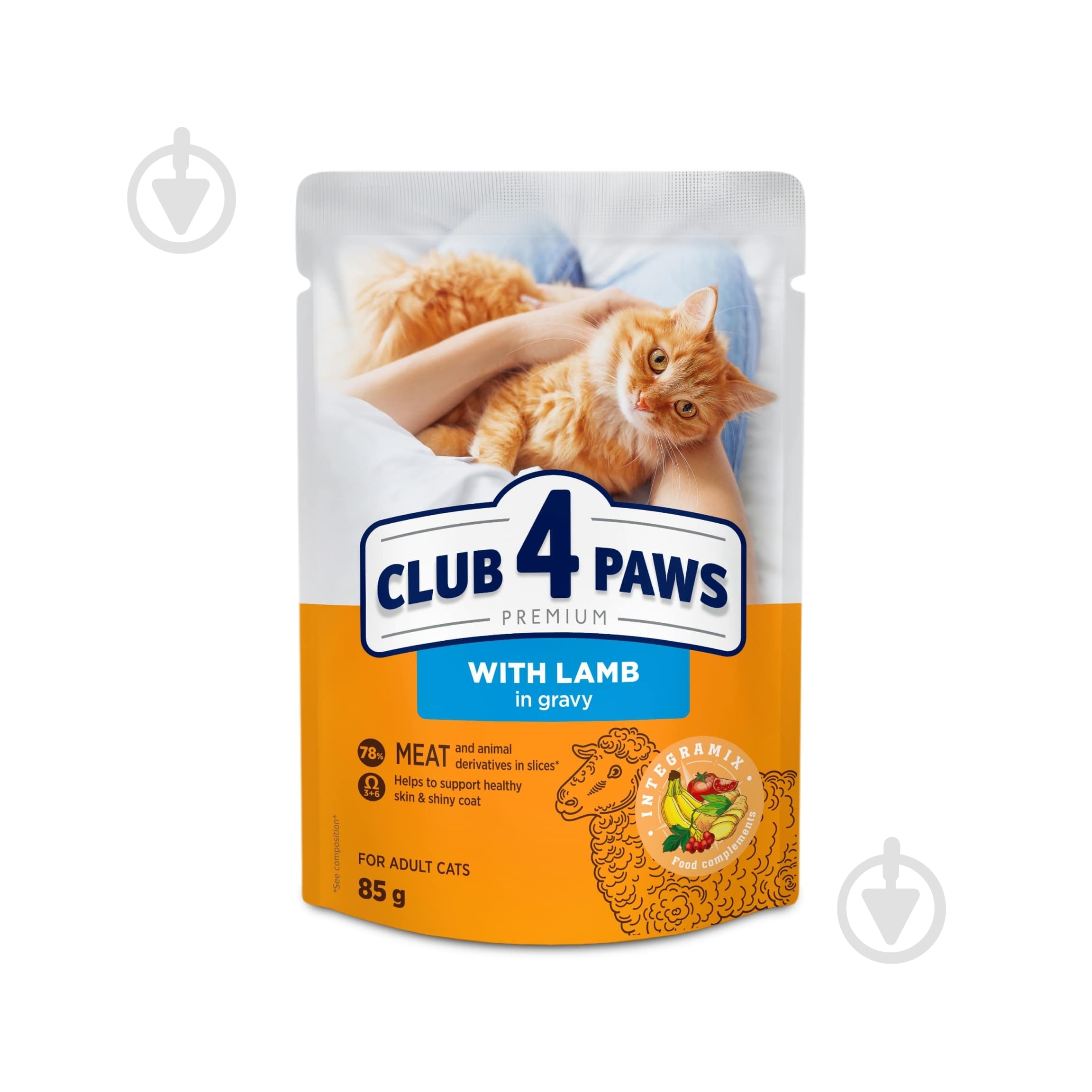 Консерва Club 4 Paws "З ягням в соусі" для дорослих котів 85 г - фото 1