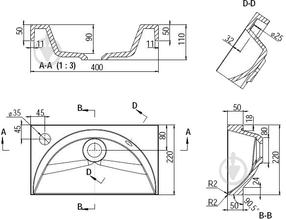 Умывальник Ravak Classic Mini II L - фото 3 Умывальник Ravak Classic Mini II L - фото 3