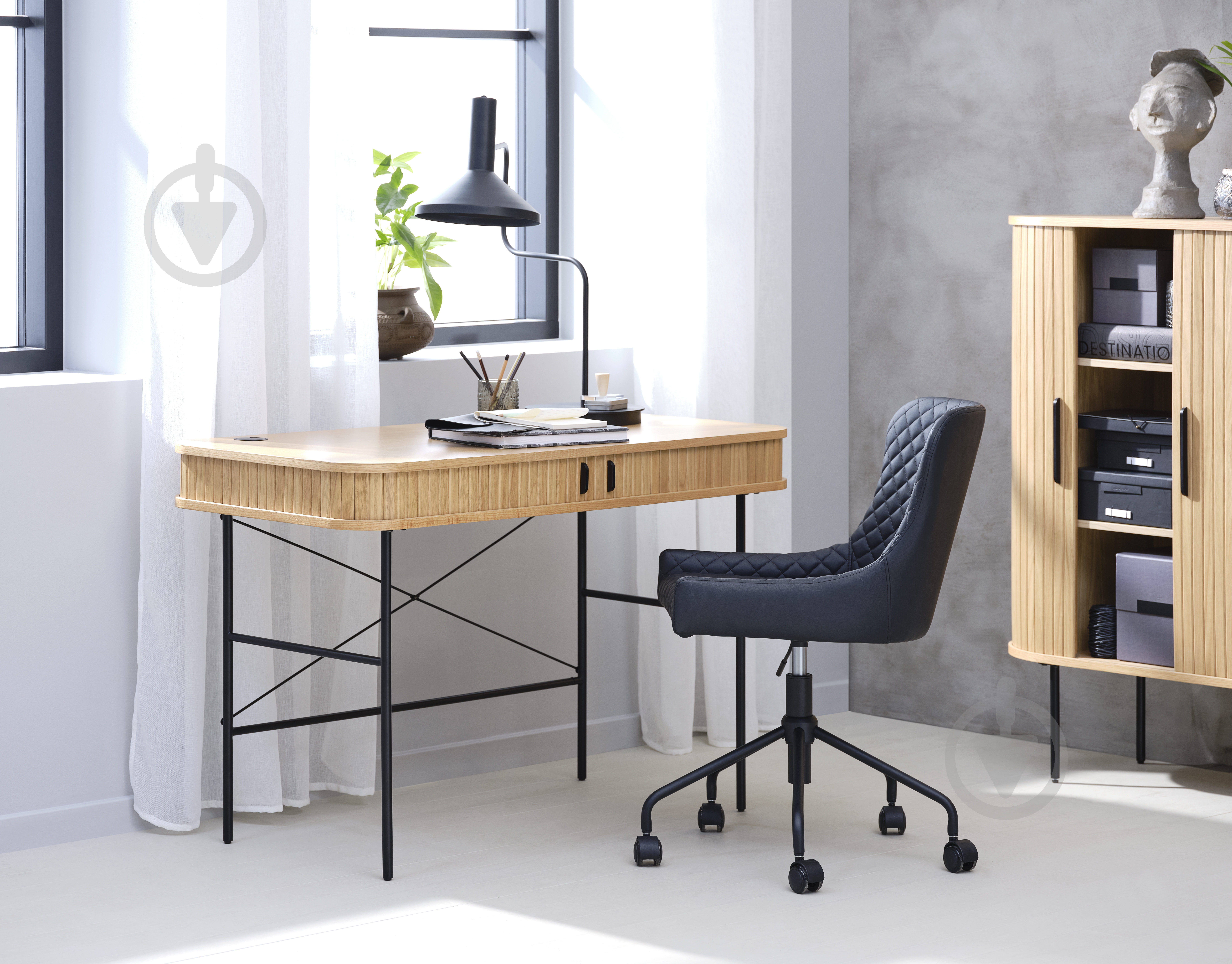 Стол письменный Unique Furniture NOLA 750х1200х600 мм черный/дуб натуральный (NOLA DESK 60x120 CM ) - фото 9