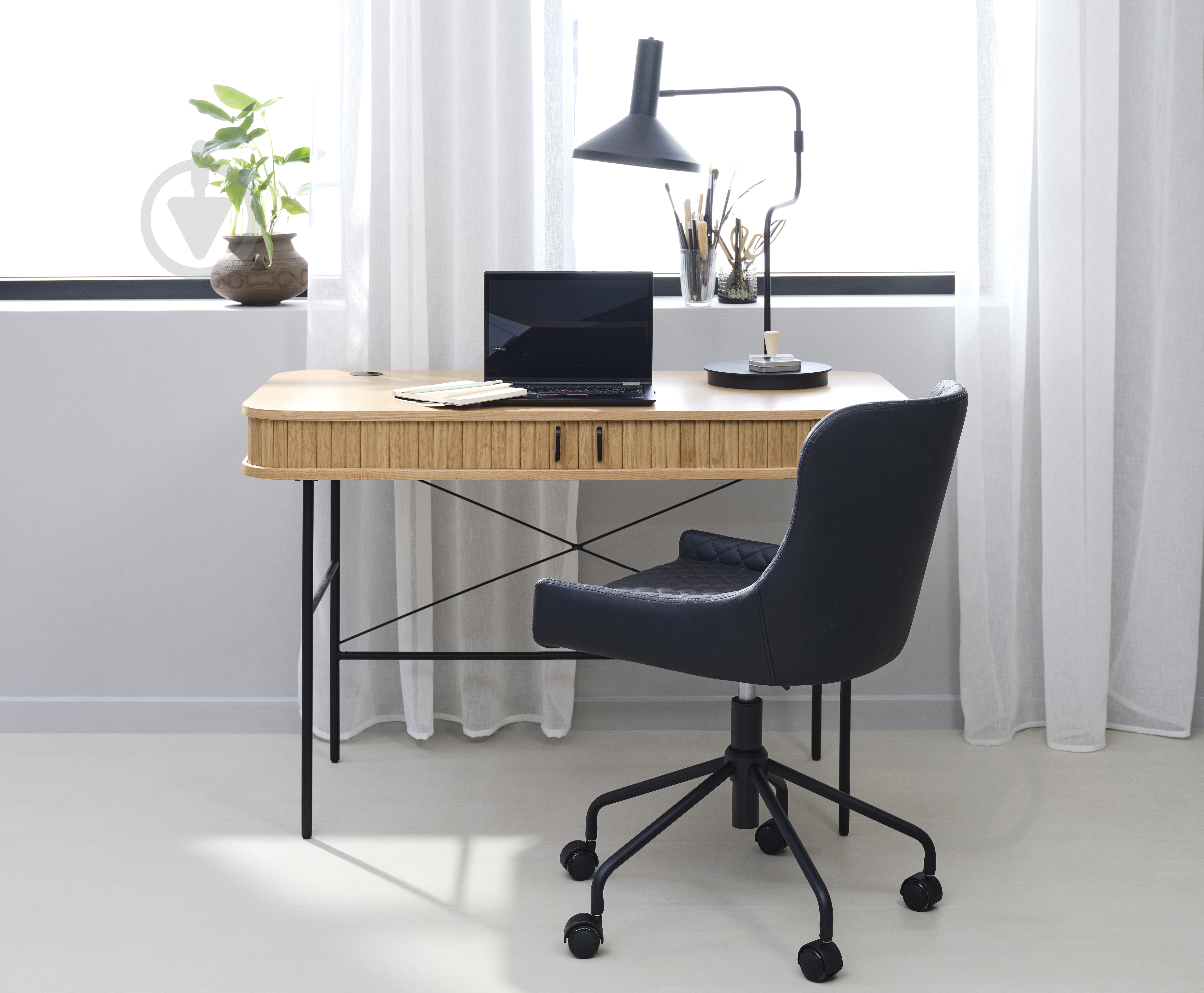 Стол письменный Unique Furniture NOLA 750х1200х600 мм черный/дуб натуральный (NOLA DESK 60x120 CM ) - фото 7