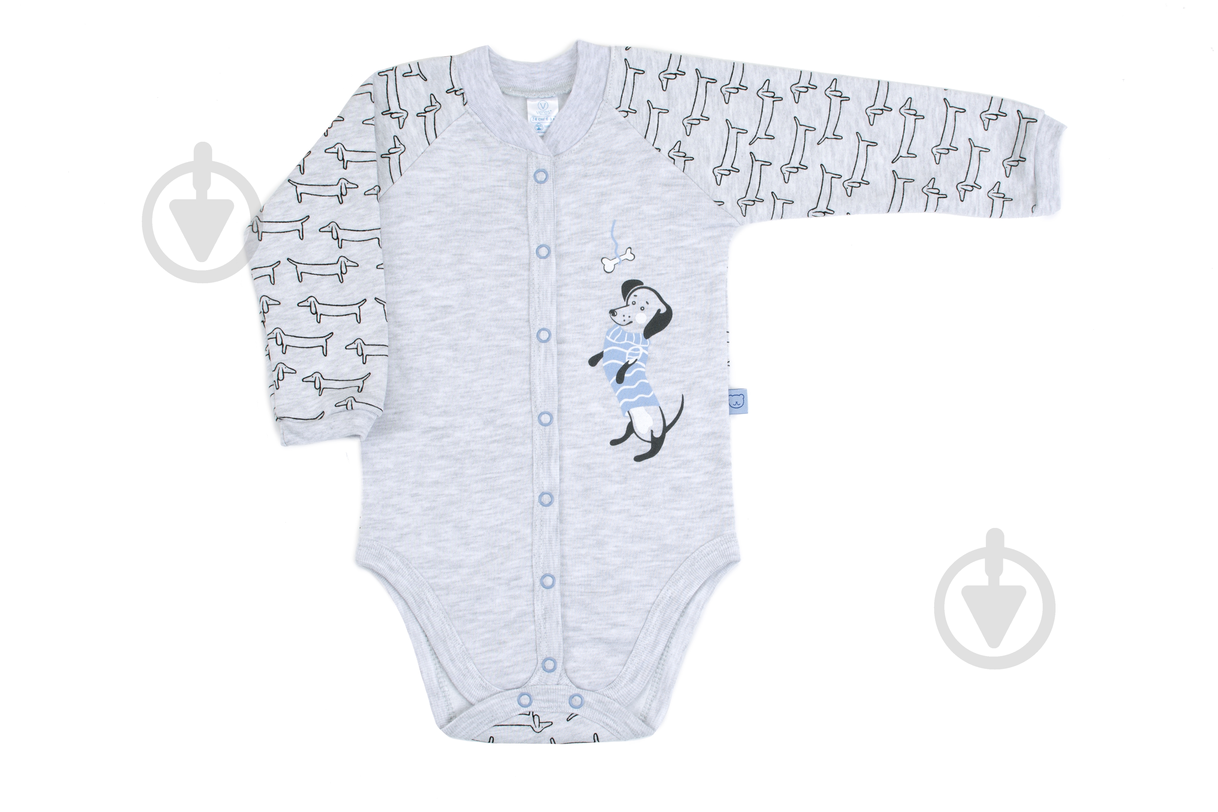 Боди унисекс Baby Veres Taksa на кнопках р.80 серый с рисунком - фото 1