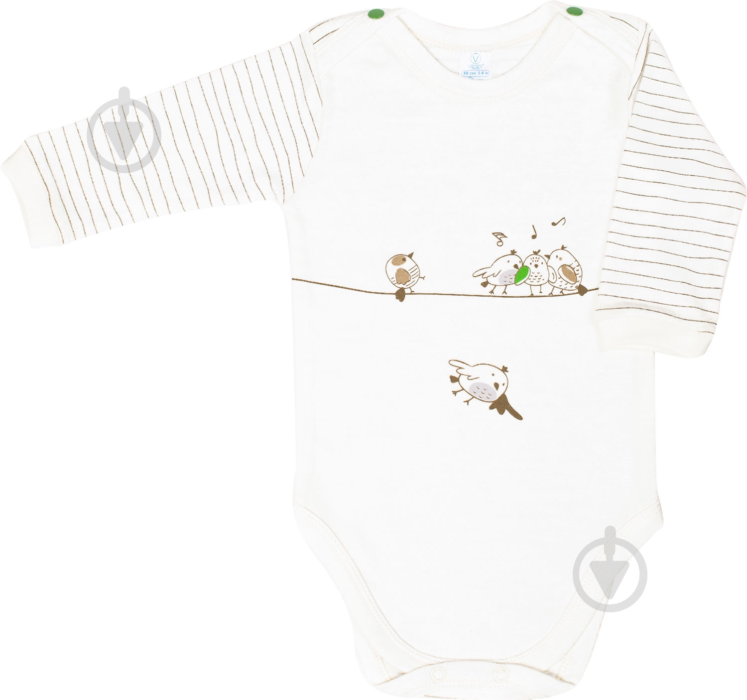 Боди унисекс Baby Veres Funy sparrows strip р.68 молочный с рисунком - фото 1