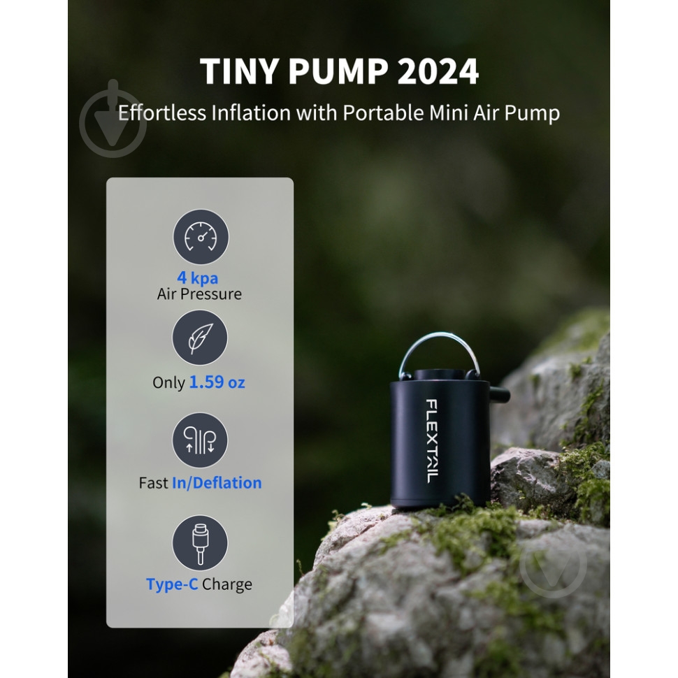 Насос портативный Flextail Tiny Pump, черный - фото 3