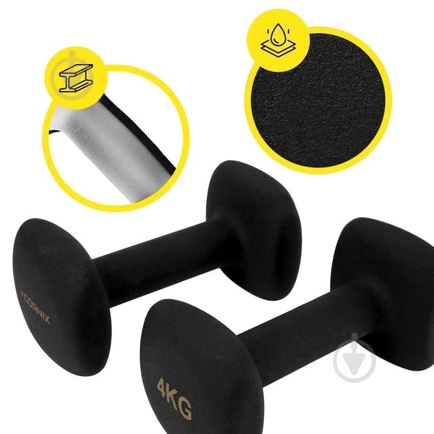 Гантели Cornix Square 2 x 4 кг XR-0409 черный - фото 5