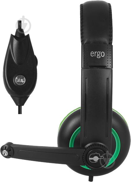 Гарнитура Ergo VM-280 black/green - фото 3 Гарнитура Ergo VM-280 black/green - фото 3