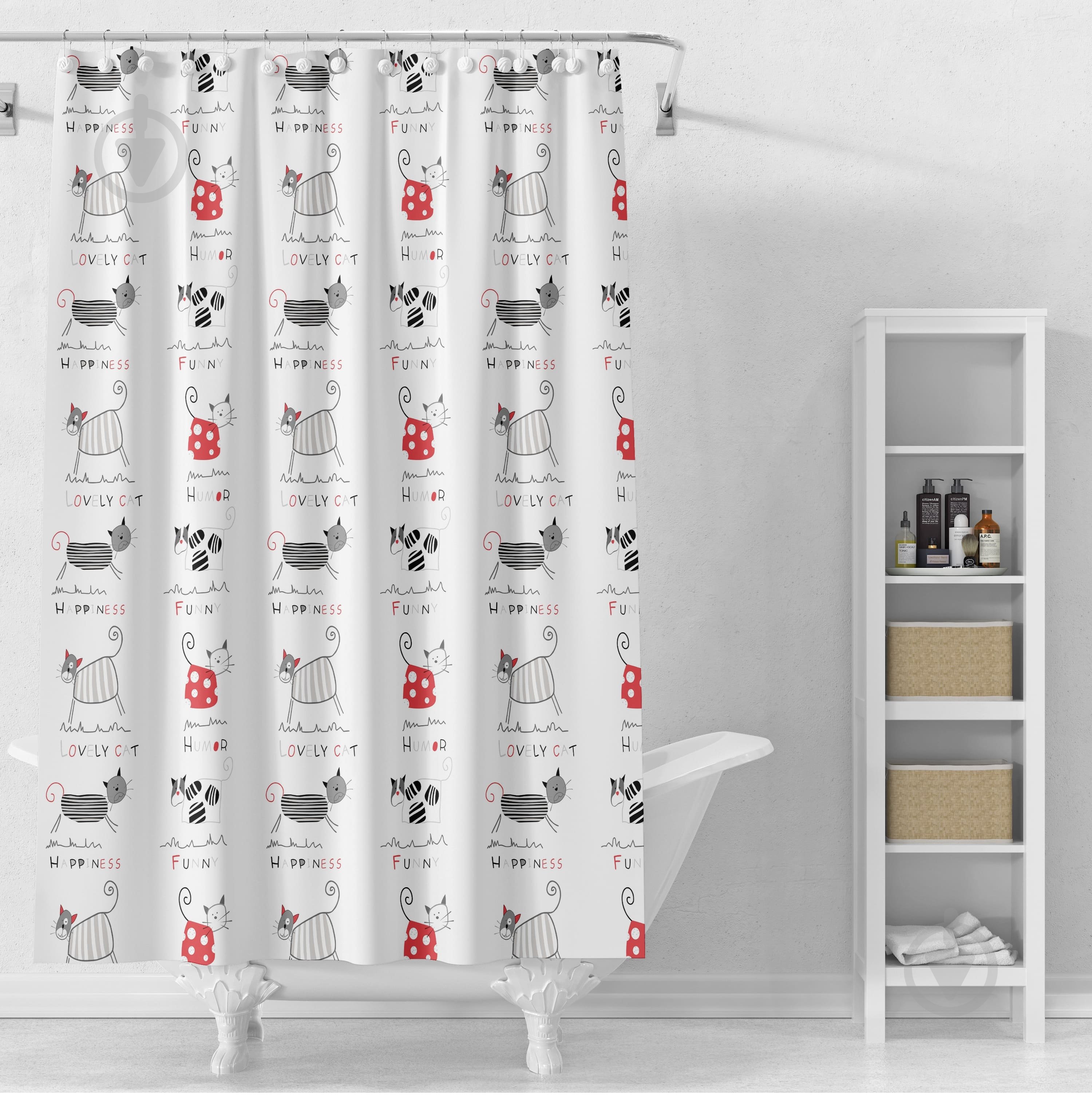 Шторка для ванни Rapal Lovely cat 180х180 см - фото 1