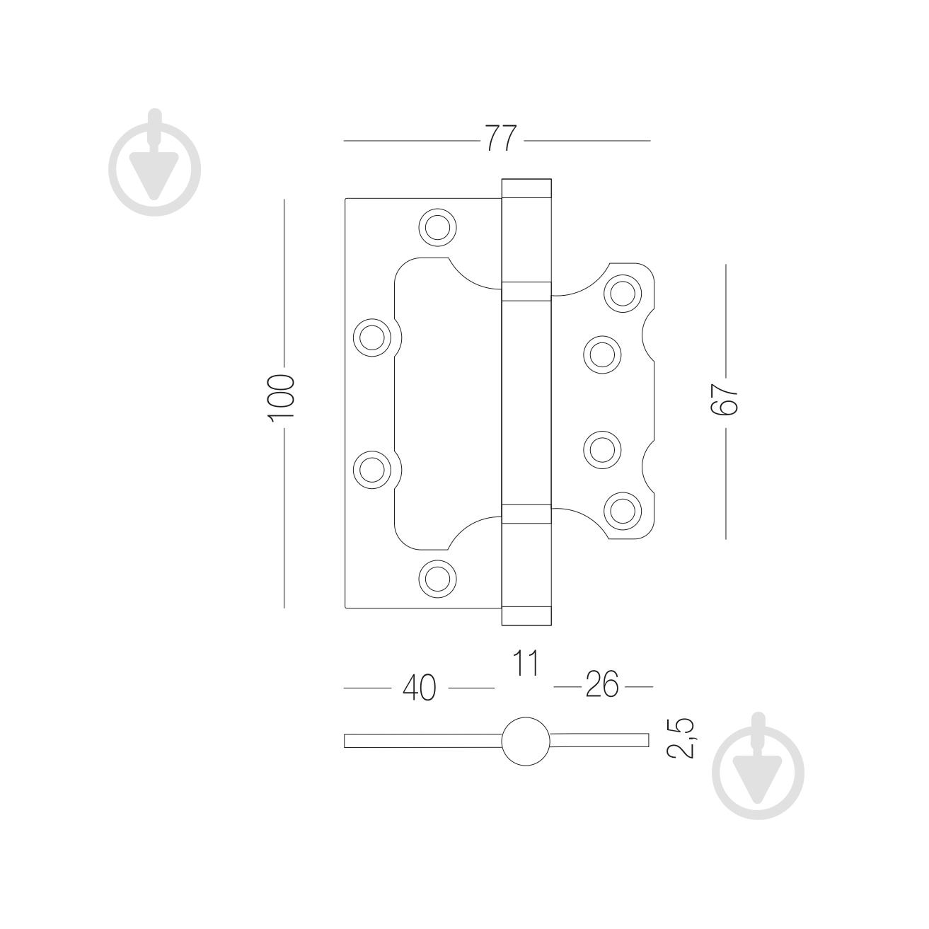 Петля Linde НВ-100E SC бабочка 100x75x3 мм сатин/хром универсальная - фото 3 Петля Linde НВ-100E SC бабочка 100x75x3 мм сатин/хром универсальная - фото 3