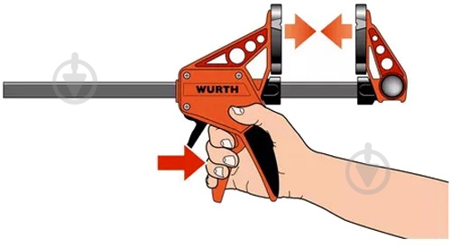 Струбцина WURTH одноручна 450MM 0714662450 - фото 3 Струбцина WURTH одноручна 450MM 0714662450 - фото 3