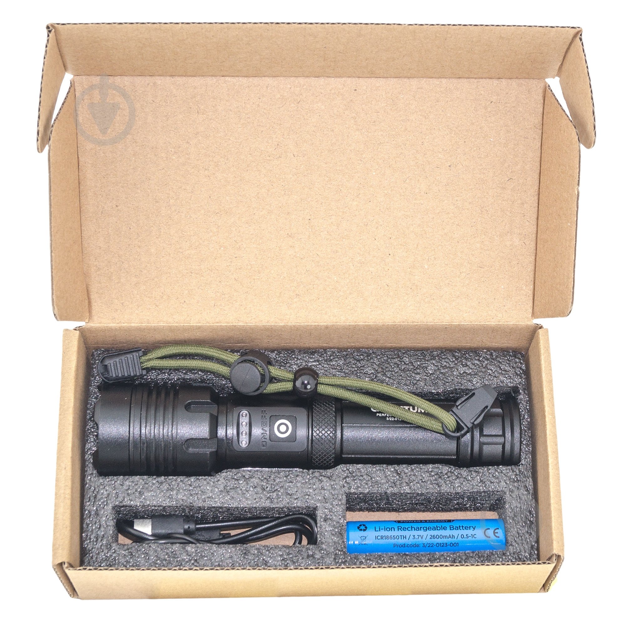 Фонарь Quantum QM-FL1035 Perfect 5WLED zoom +3WCOB с функцией Power Bank Li-ion18650/2600mAh bох 1000 Lm черный QM-FL1035 - фото 3