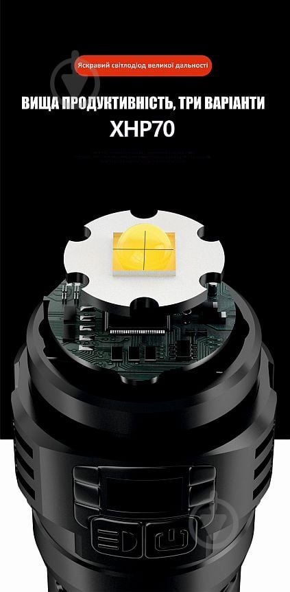 Фонарь Quantum QM-FL1035 Perfect 5WLED zoom +3WCOB с функцией Power Bank Li-ion18650/2600mAh bох 1000 Lm черный QM-FL1035 - фото 16