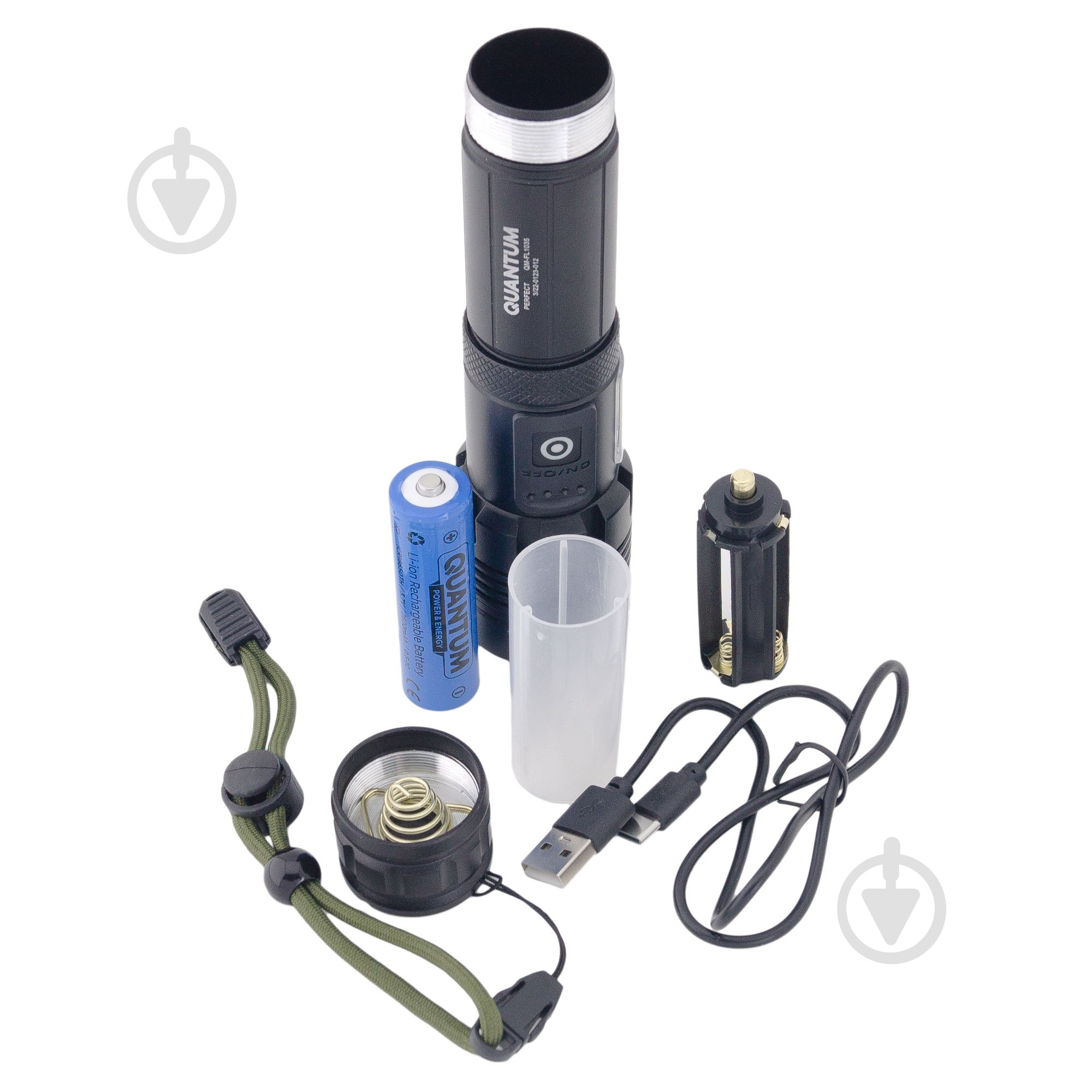 Фонарь Quantum QM-FL1035 Perfect 5WLED zoom +3WCOB с функцией Power Bank Li-ion18650/2600mAh bох 1000 Lm черный QM-FL1035 - фото 11
